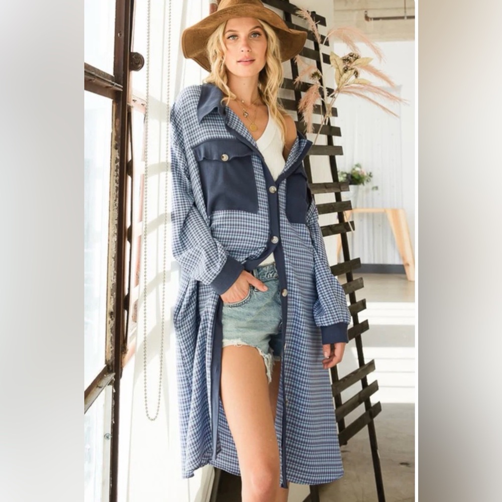 Blue oversized Long shirt dress with Pockets by Bucket list